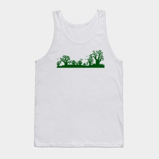 Baobab Trees Silhouette Green Tank Top